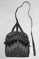 Purse, wool, linen, silk, paper, American